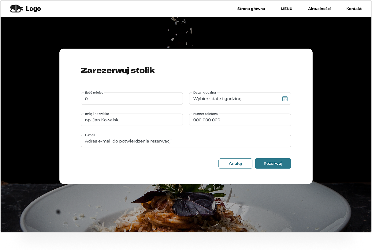 Formularz rezerwacji stolika